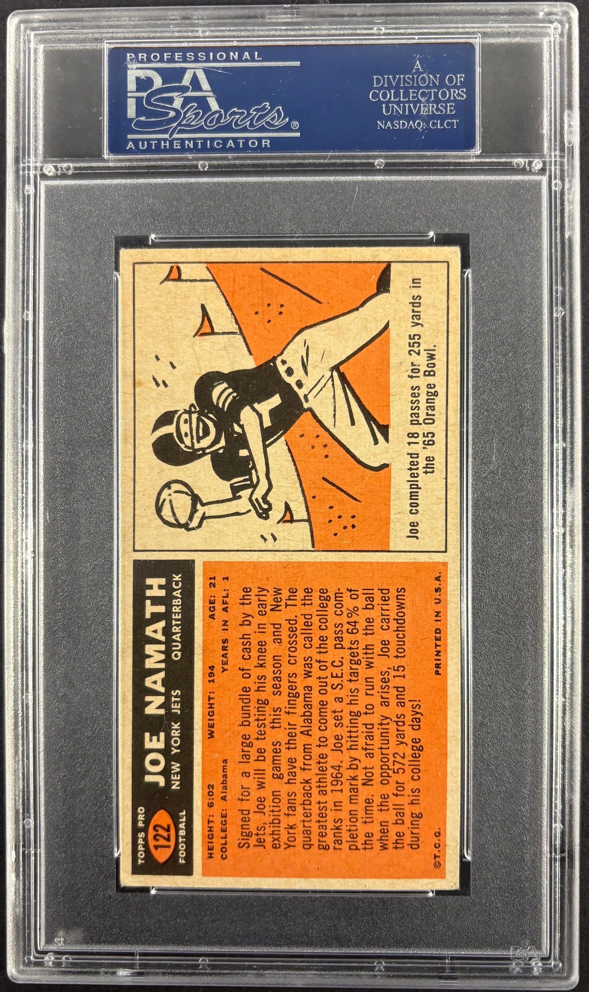 1965 Topps #122 Joe Namath RC Rookie PSA 3 VG