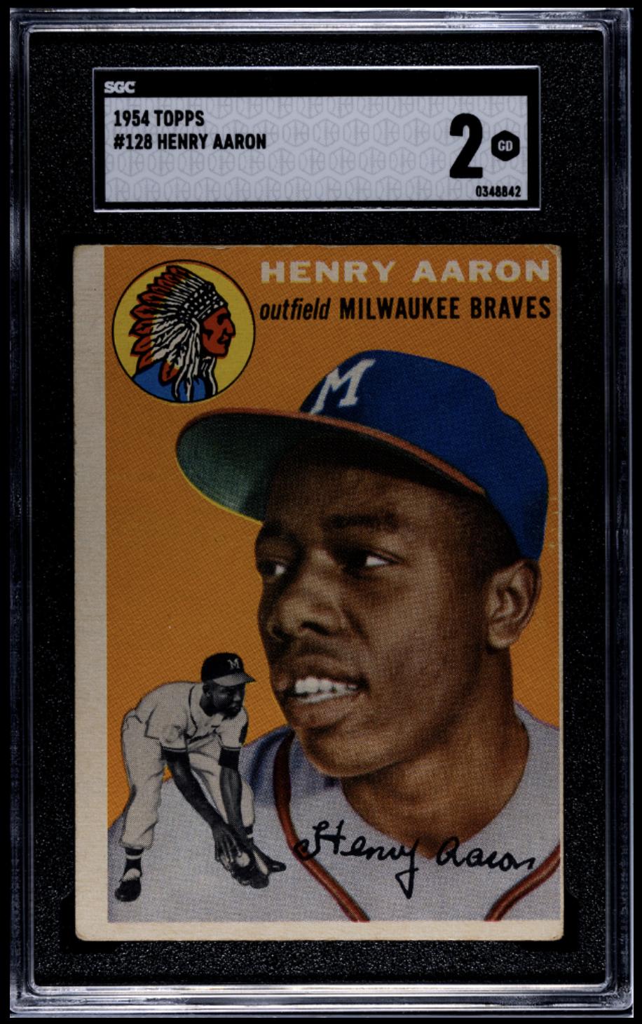 1954 Topps #128 Henry Hank Aaron RC Rookie SGC 2 GD Nice Color