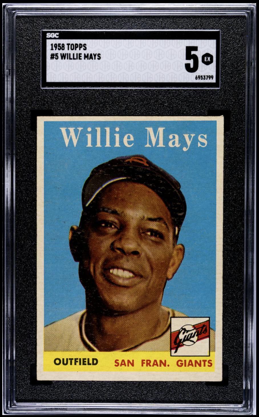 1958 Topps #5 Willie Mays SGC 5 EX Nice Color