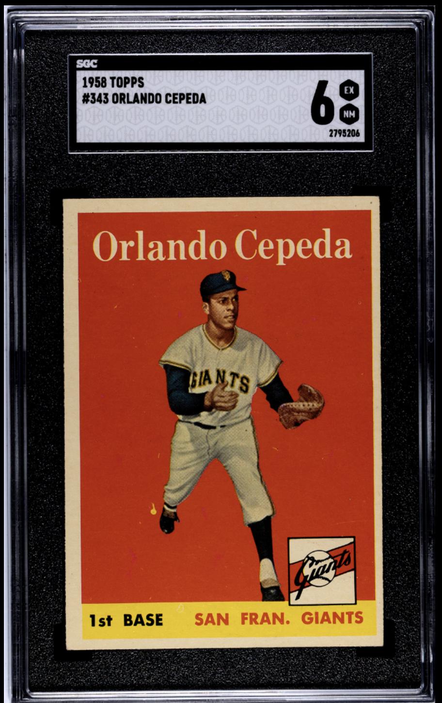 1958 Topps #343 Orlando Cepeda RC Rookie SGC 6 EX-NM Nice Color