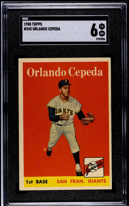 1958 Topps #343 Orlando Cepeda RC Rookie SGC 6 EX-NM Nice Color