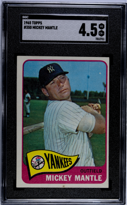 1965 Topps #350 Mickey Mantle SGC 4.5 VG-EX+ Nice Color