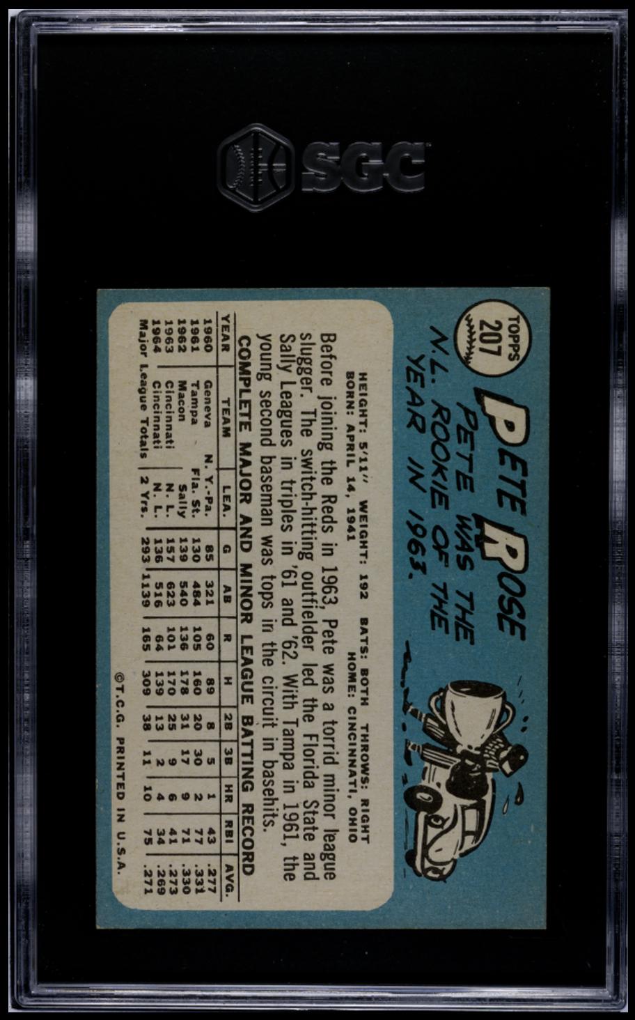 1965 Topps #207 Pete Rose SGC 8 NM-MT High Grade