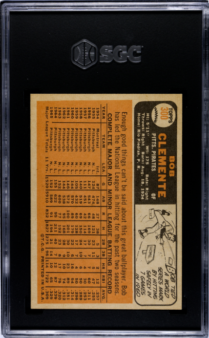 1966 Topps #300 Bob Roberto Clemente SGC 6 EX-NM