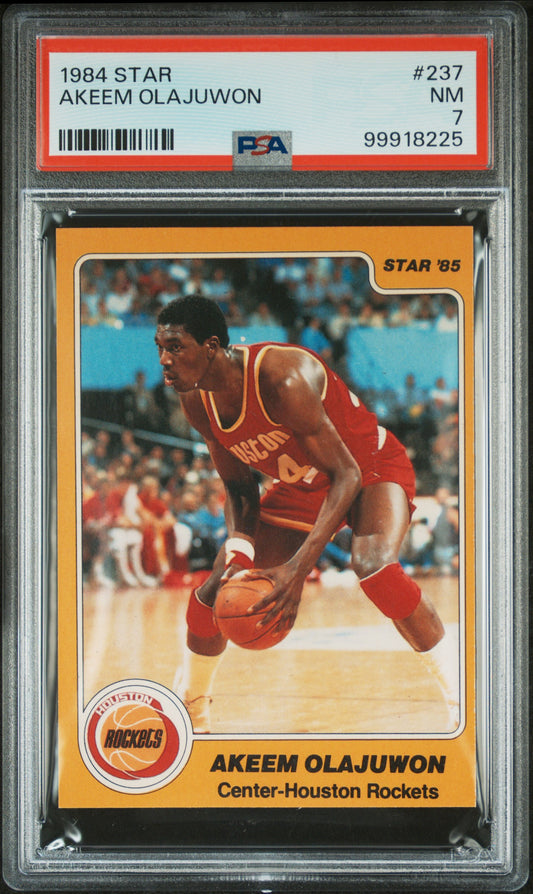 1984 Star #237 Akeem Hakeem Olajuwon RC Rookie PSA 7 NM Near Mint New Label