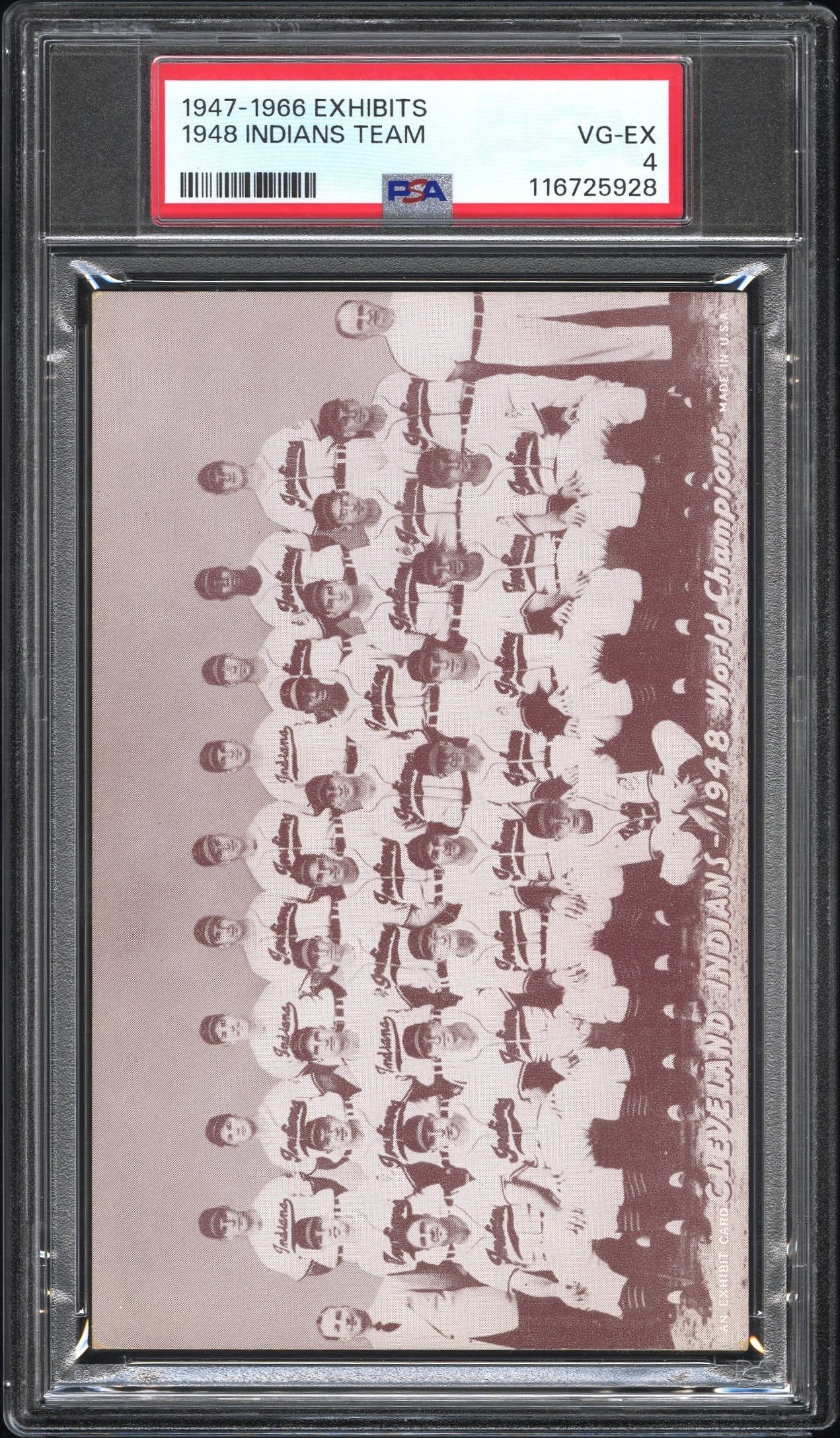 1947-66 Exhibits 1948 Cleveland Indians Team PSA 4 VG-EX New Label