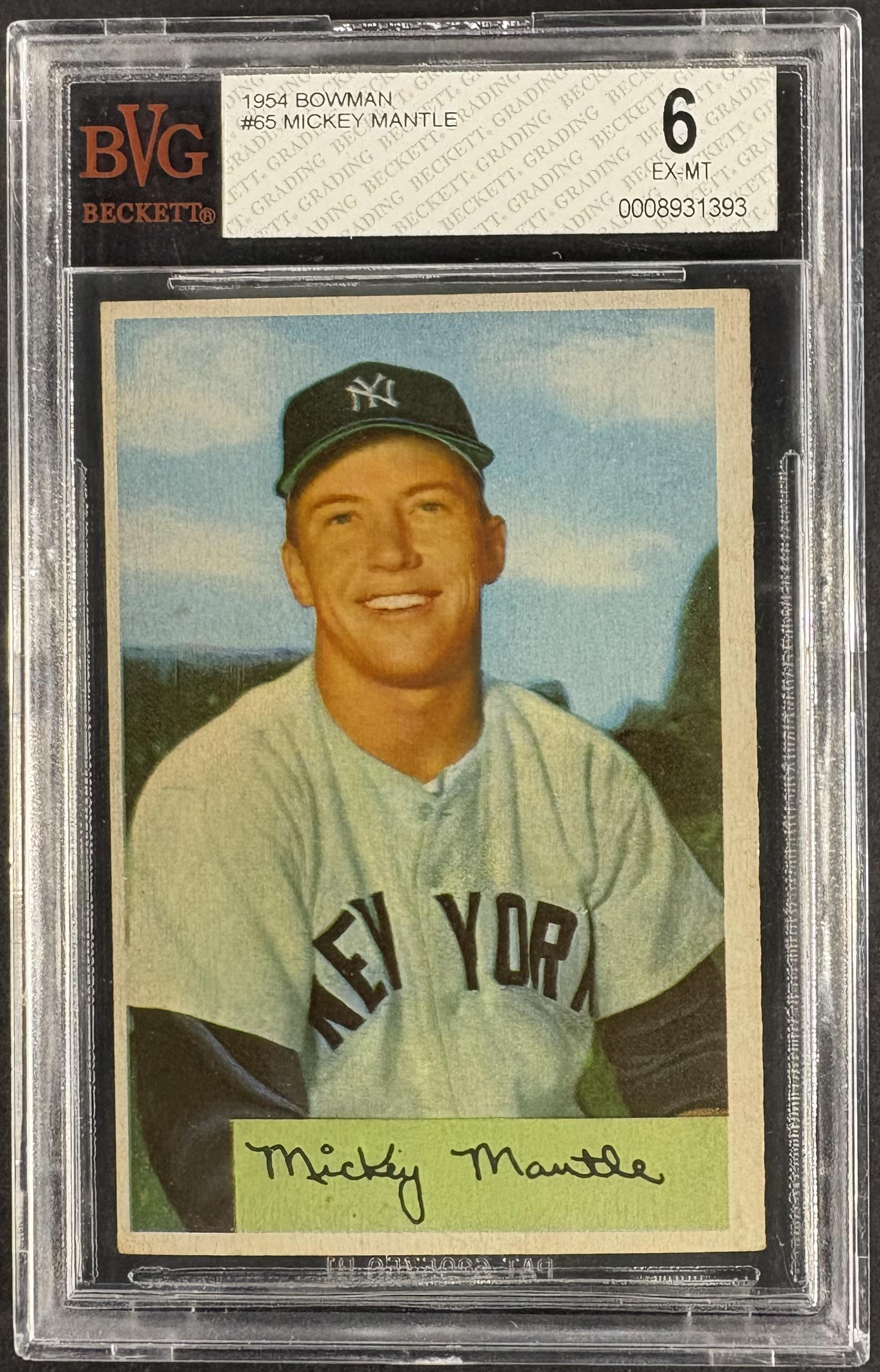 1954 Bowman #65 Mickey Mantle BVG 6 EX-MT