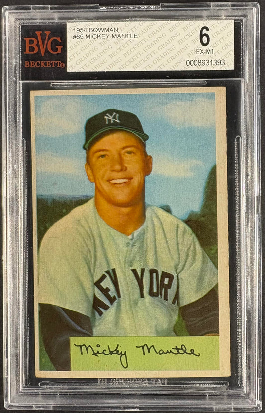 1954 Bowman #65 Mickey Mantle BVG 6 EX-MT