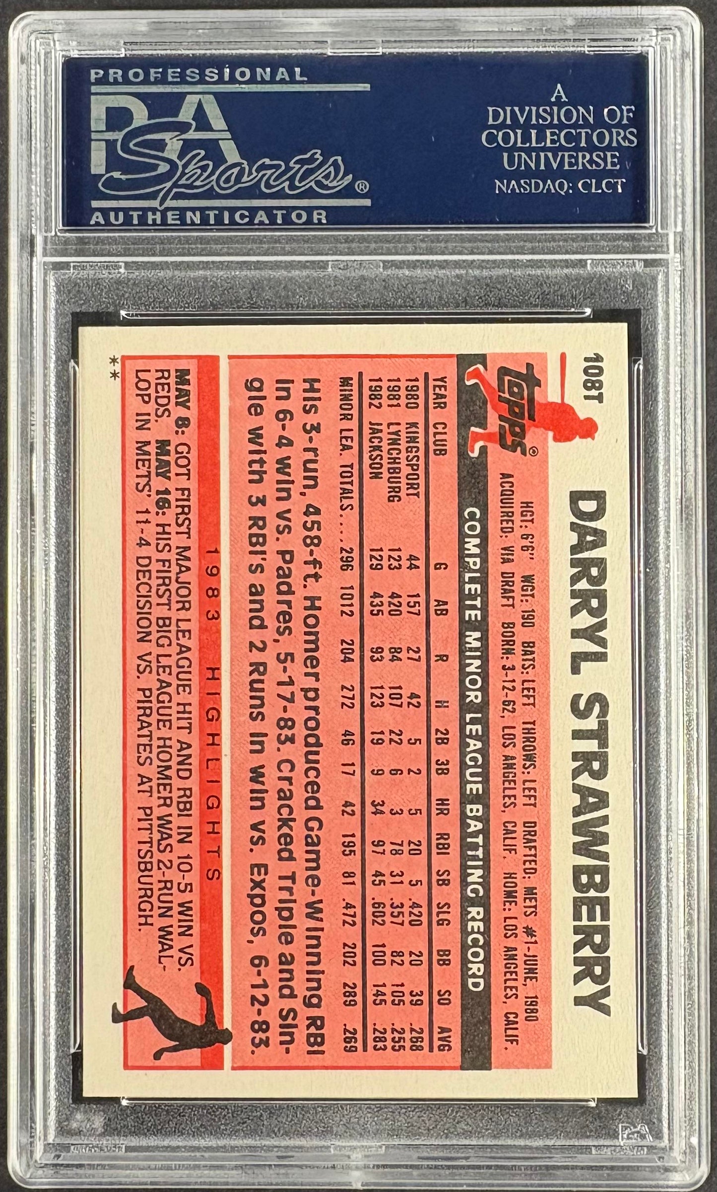 1983 Topps Traded #108T Darryl Strawberry RC Rookie PSA 10 GEM MINT