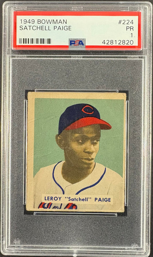 1949 Bowman #224 Leroy Satchel Paige RC Rookie PSA 1 Nice Color New Label