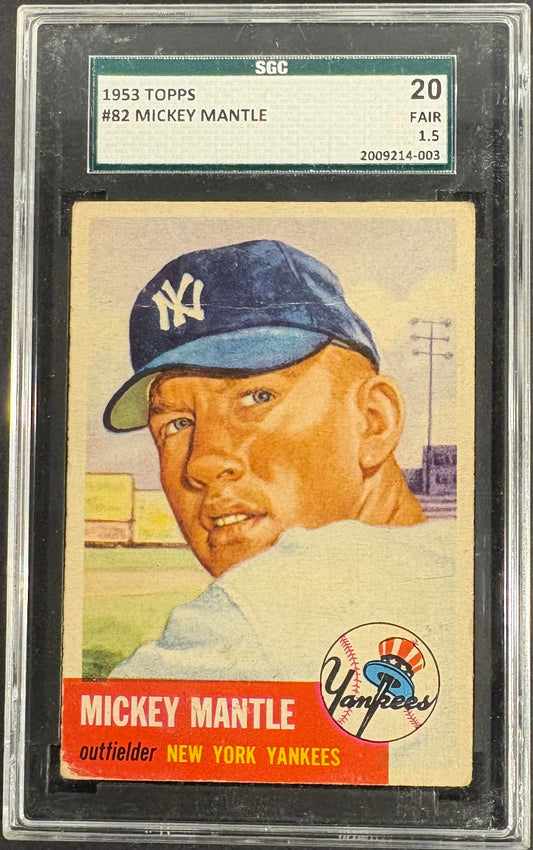 1953 Topps #82 Mickey Mantle SGC 1.5 Well Centered Nice Eye Appeal