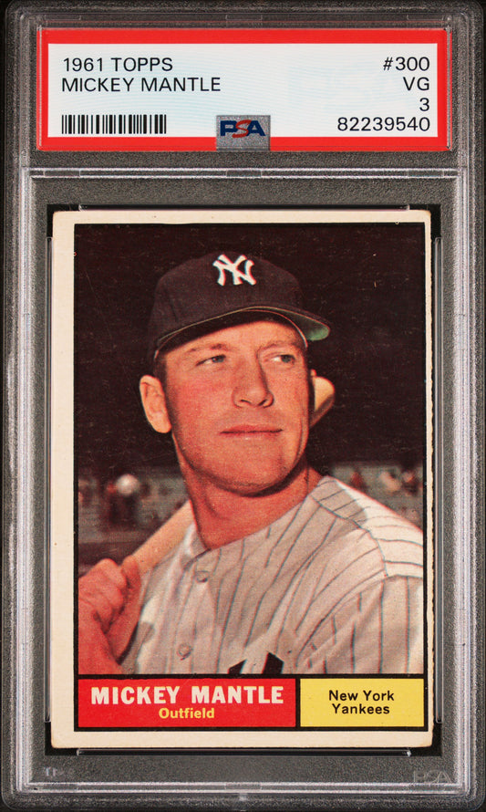 1961 Topps #300 Mickey Mantle PSA 3 VG New Label