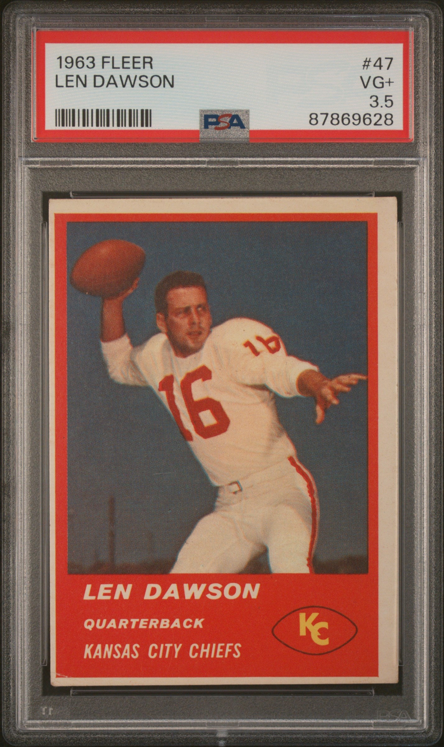 1963 Fleer #47 Len Dawson RC Rookie PSA 3.5 VG+ New Label