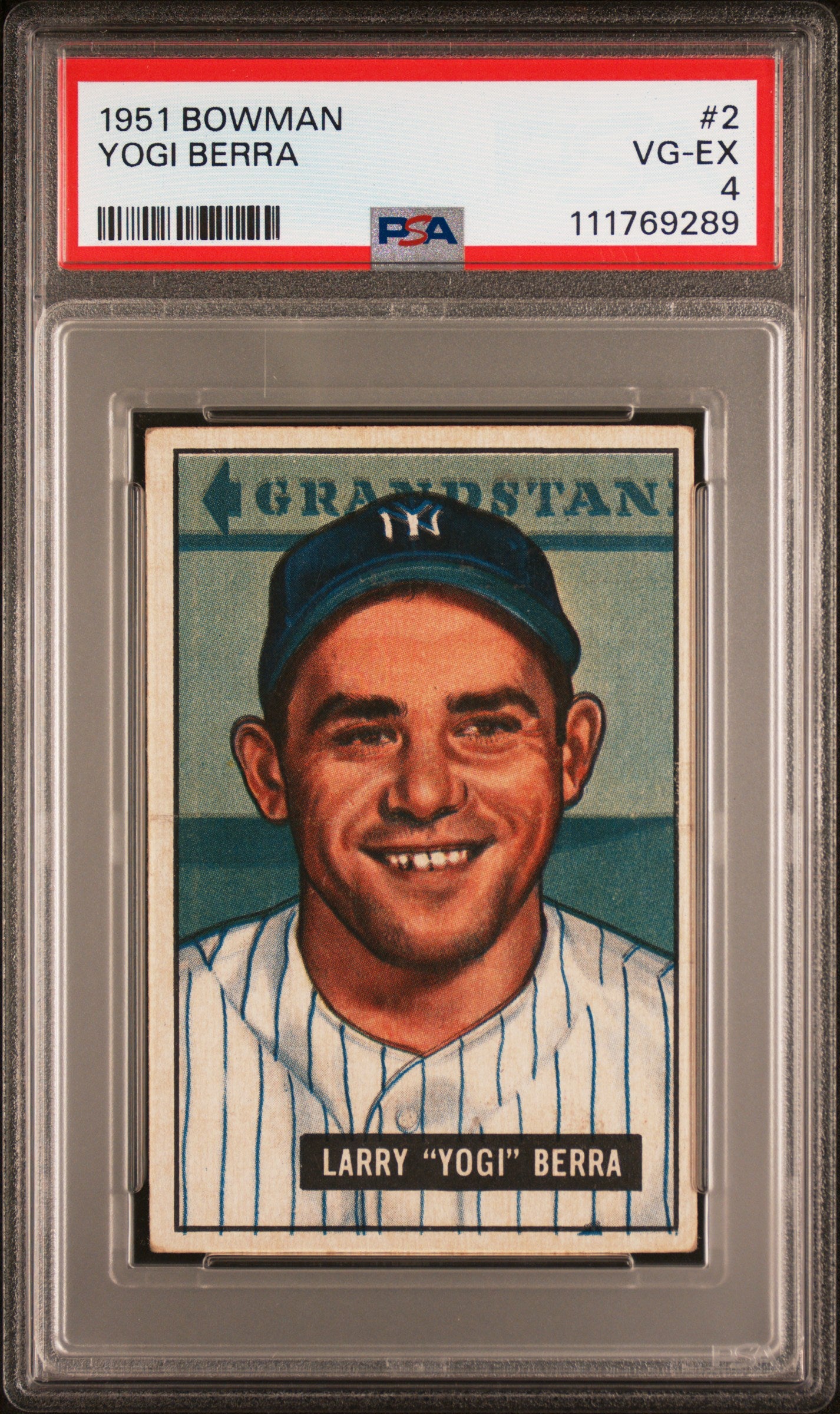 1951 Bowman #2 Yogi Berra PSA 4 VG-EX New Label