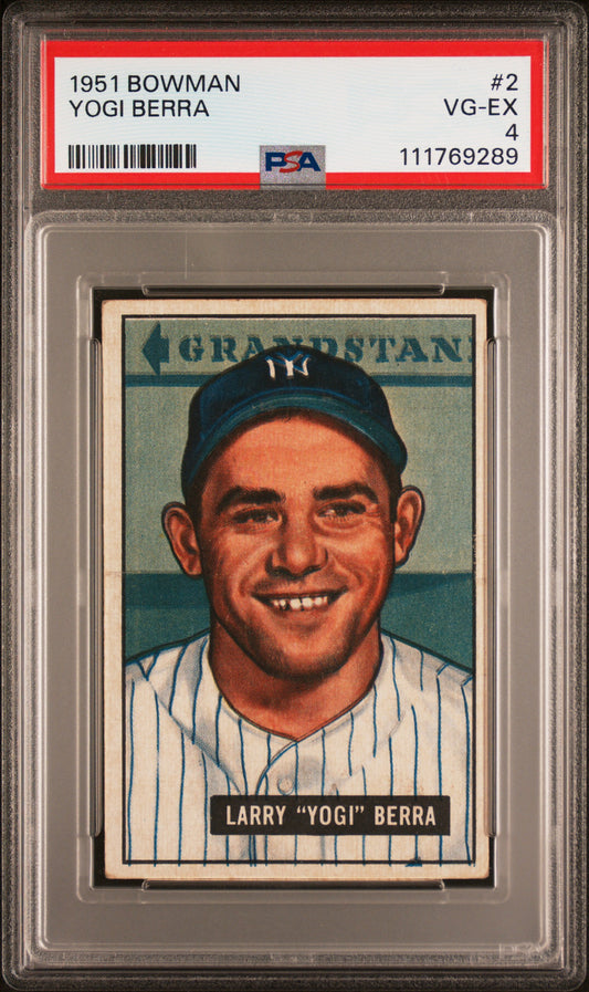 1951 Bowman #2 Yogi Berra PSA 4 VG-EX New Label