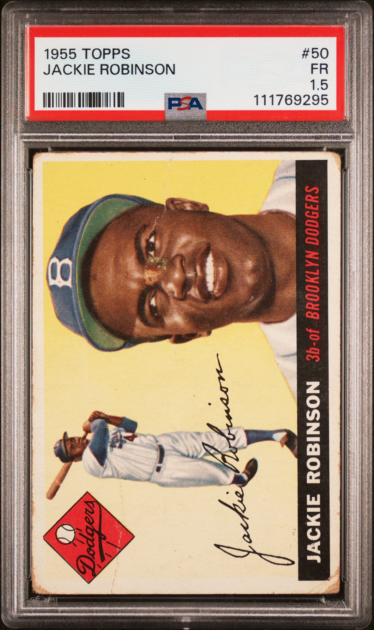 1955 Topps #50 Jackie Robinson PSA 1.5 Nice Color New Label