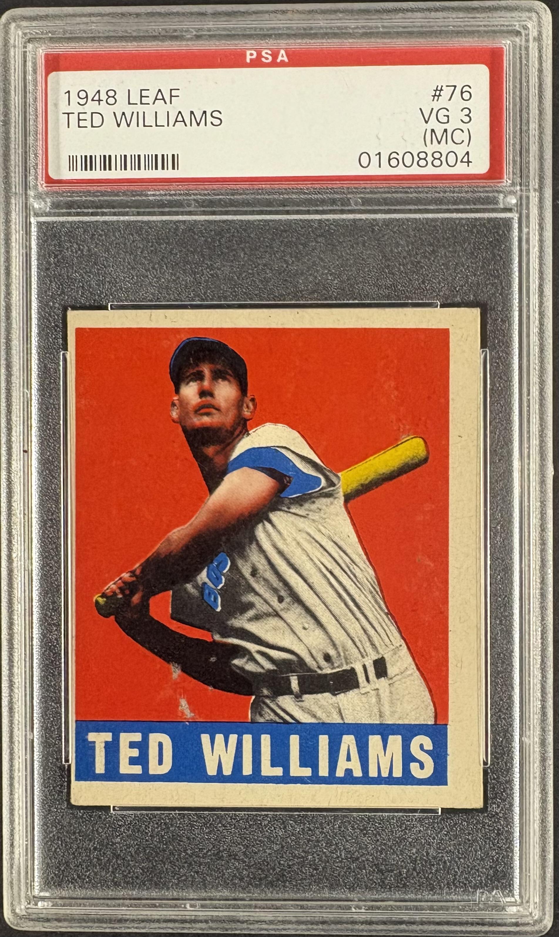 1948-49 Leaf #76 Ted Williams PSA 3 mc Nice Color
