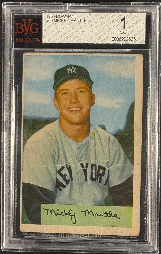 1954 Bowman #65 Mickey Mantle BVG 1