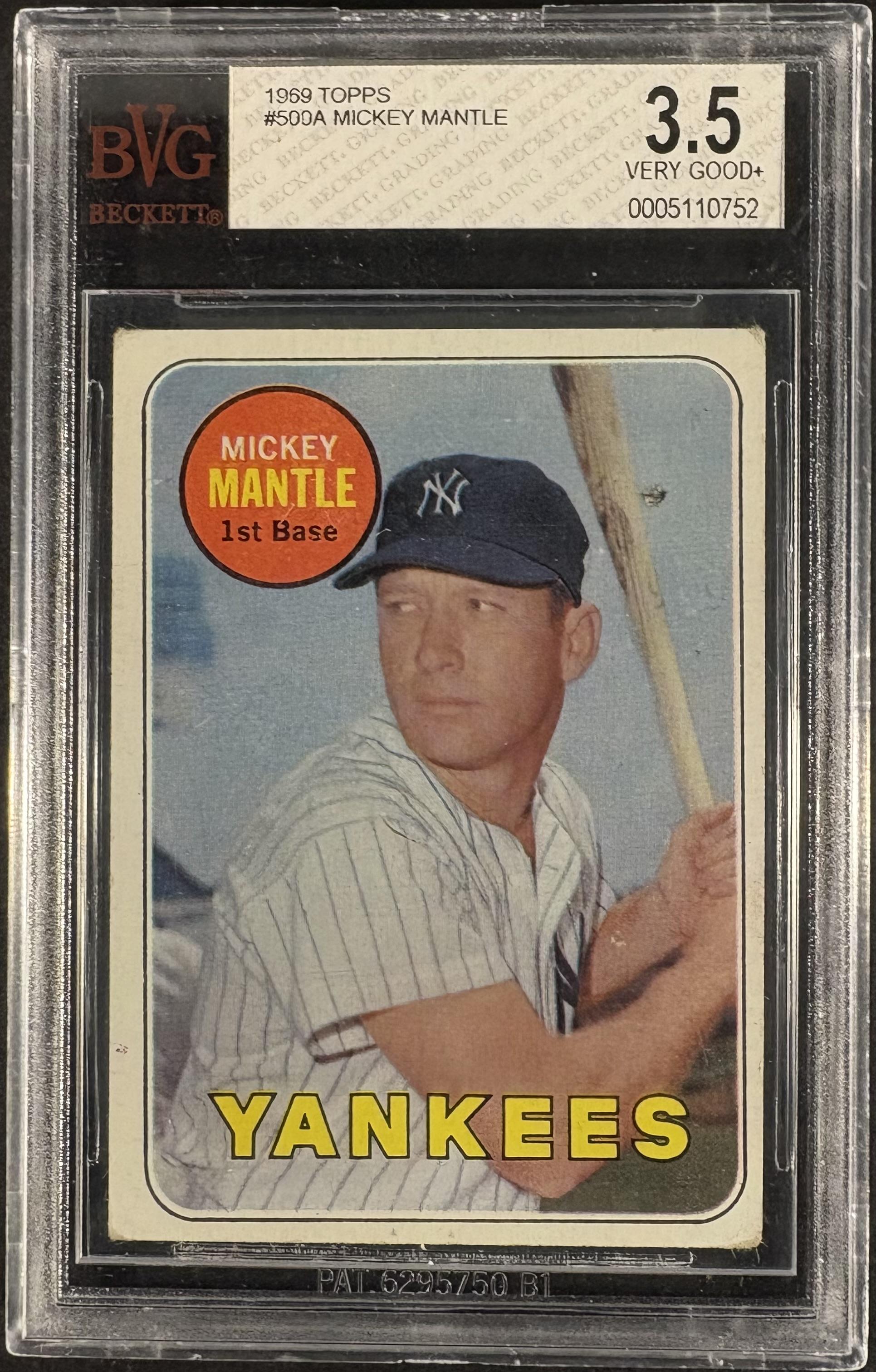 1969 Topps #500 Mickey Mantle BVG 3.5 VG+