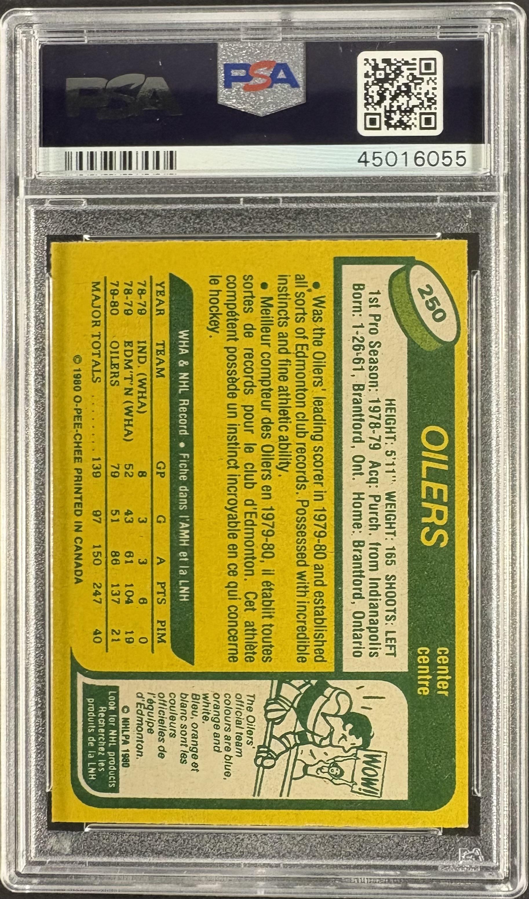 1980-81 O-Pee-Chee #250 Wayne Gretzky PSA 8 NM-MT New Label