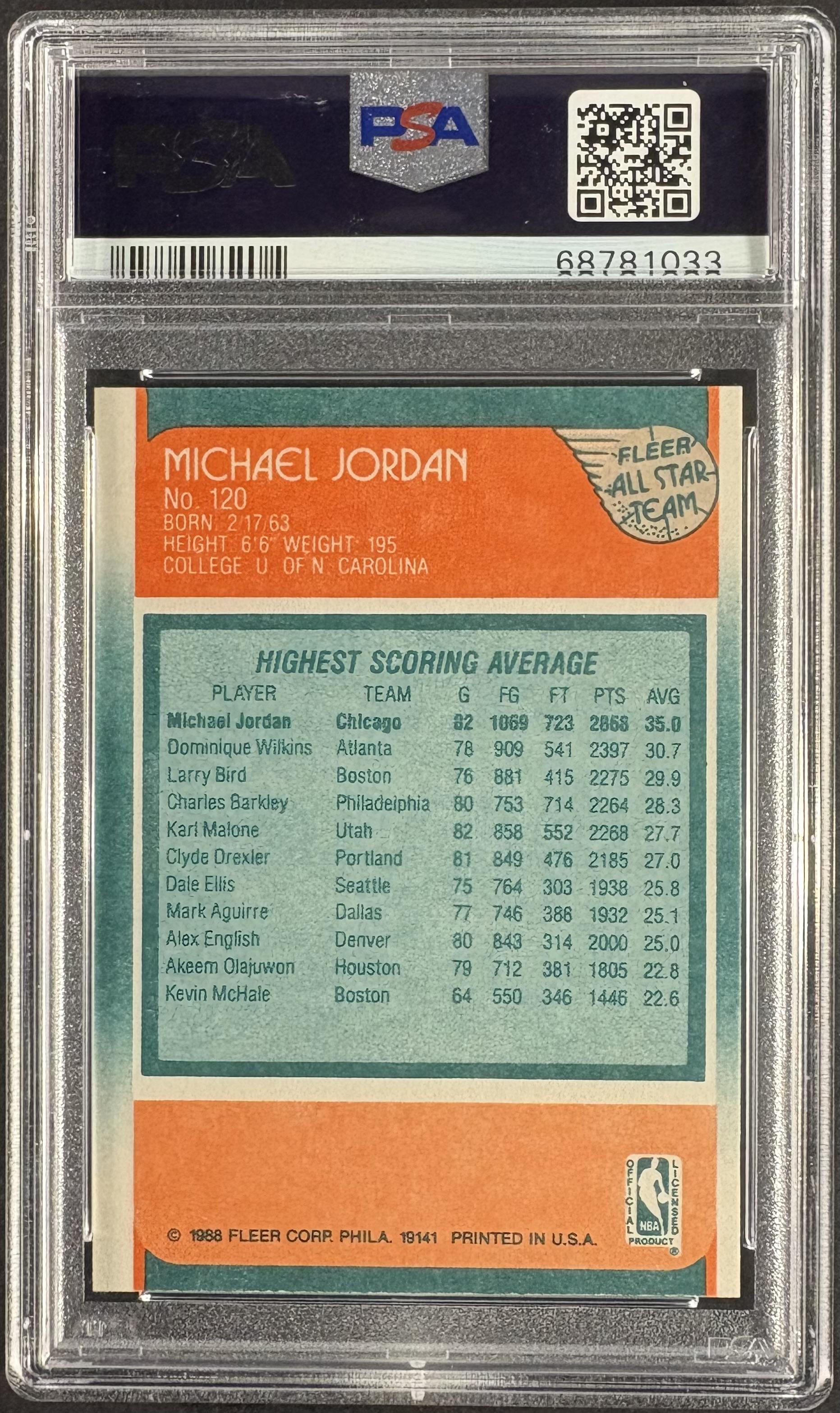 1988-89 Fleer #120 Michael Jordan All Star PSA 9 MINT New Label
