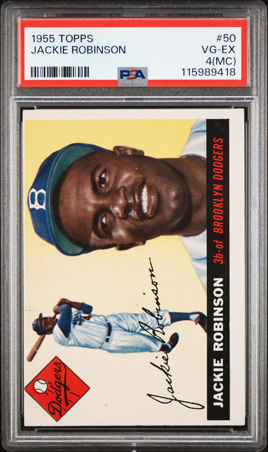 1955 Topps #50 Jackie Robinson PSA 4 mc New Label