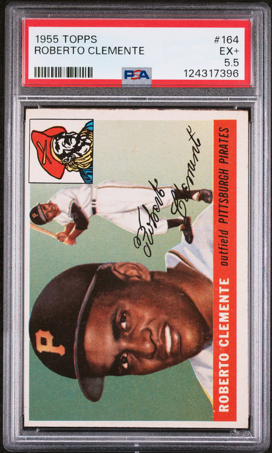 1955 Topps #164 Roberto Clemente RC Rookie PSA 5.5 EX+ Sharp New Label
