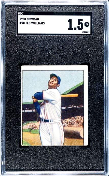 1950 Bowman #98 Ted Williams SGC 1.5 CREASE FREE + Nice Color