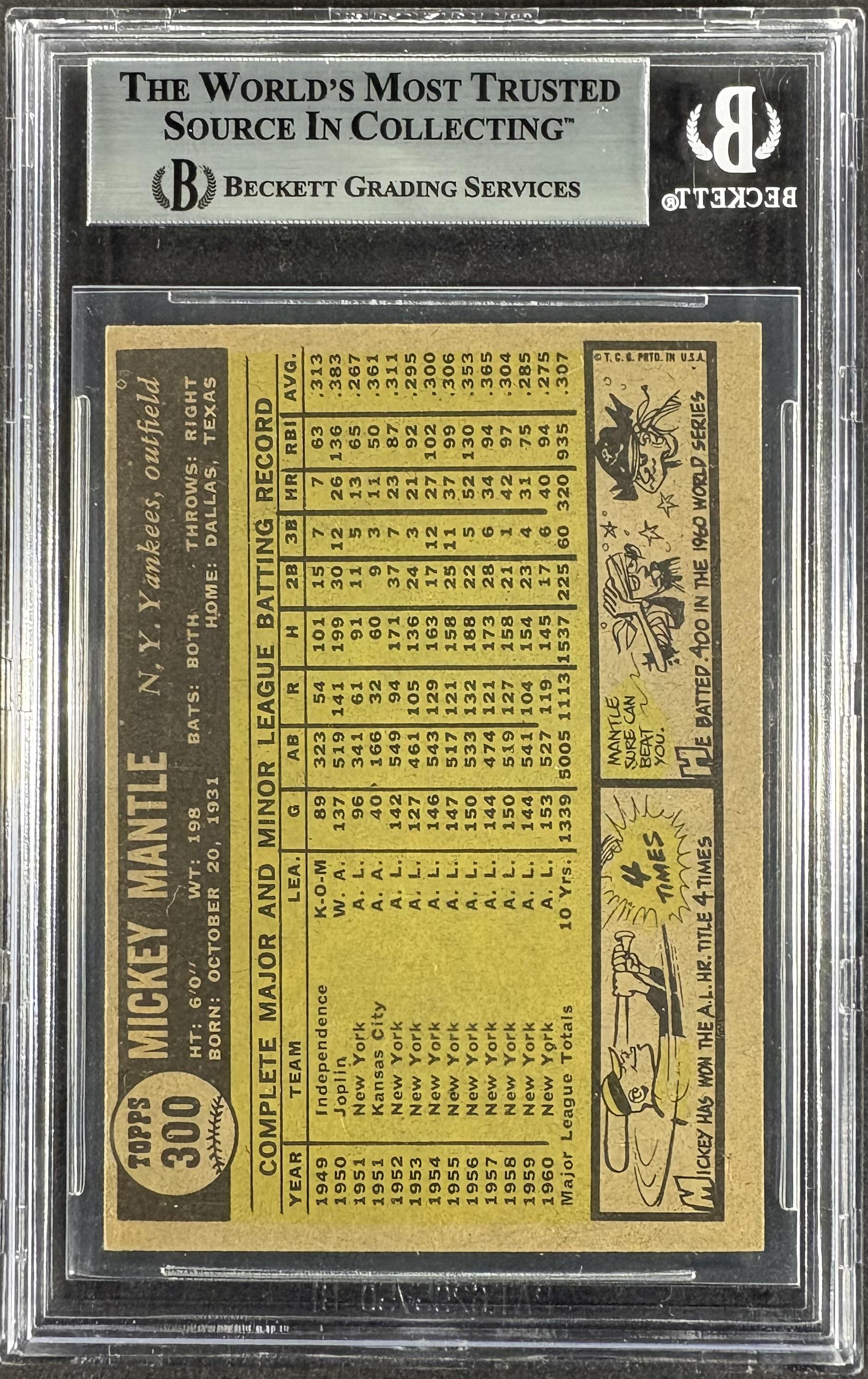 1961 Topps #300 Mickey Mantle BGS 5.5 EX+
