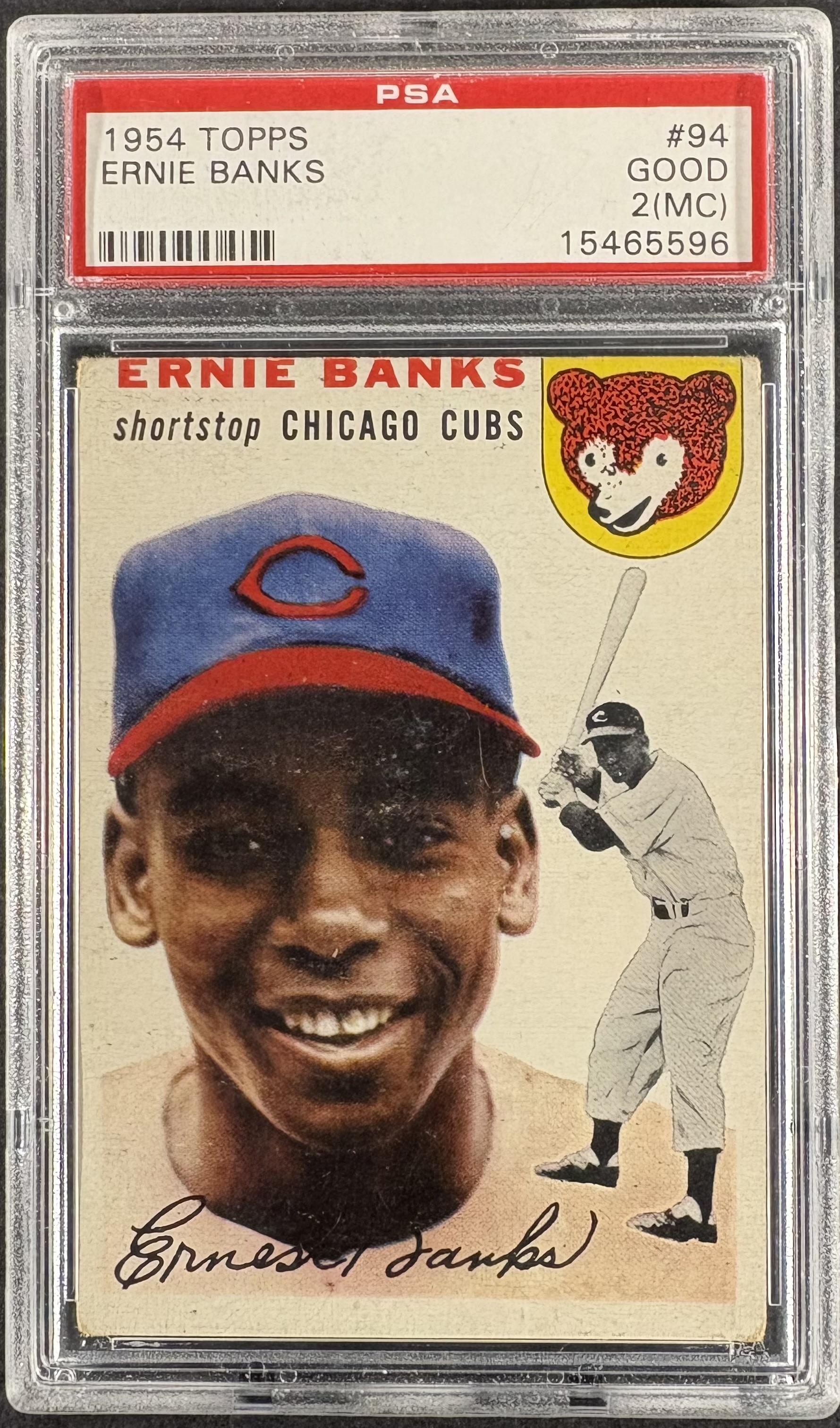 1954 Topps #94 Ernie Banks RC Rookie PSA 2 mc CREASE FREE