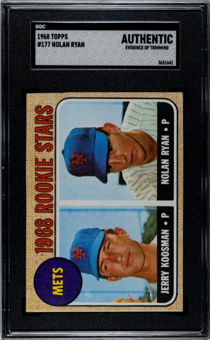 1968 Topps #177 Nolan Ryan RC Rookie SGC Authentic CREASE FREE