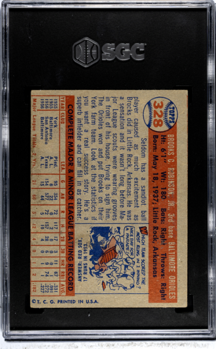 1957 Topps #328 Brooks Robinson RC Rookie SGC 4.5 VG-EX+