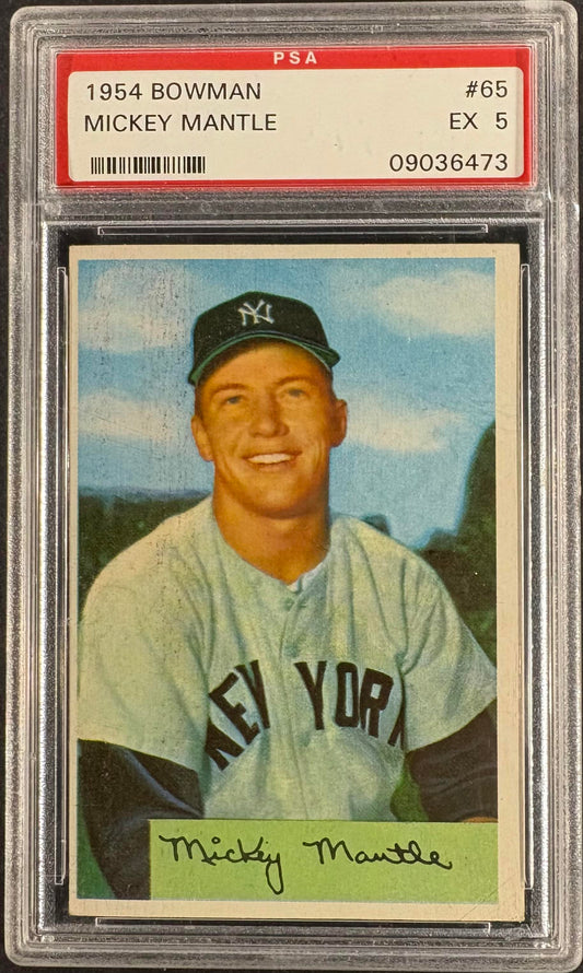 1954 Bowman #65 Mickey Mantle PSA 5 EX