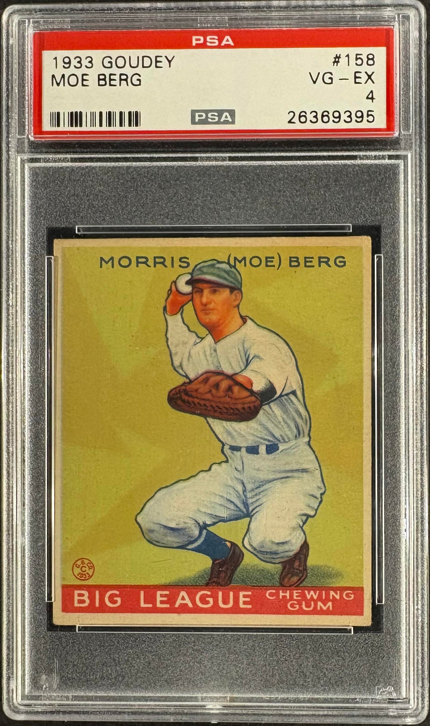 1933 Goudey (R319) #158 Moe Berg PSA 4 VG-EX