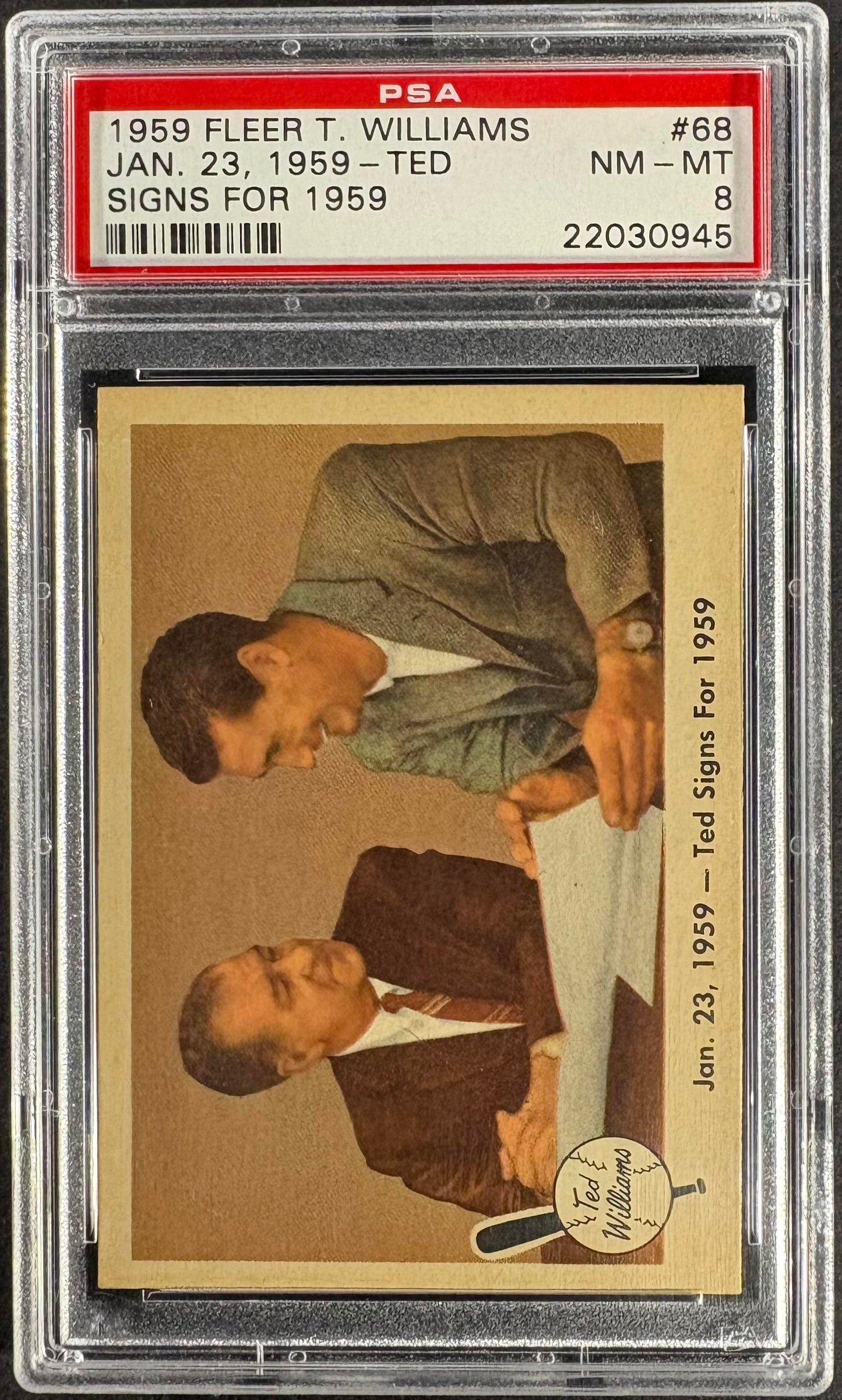1959 Fleer Ted Williams #68 Bucky Harris / Ted Williams Signs PSA 8 NM-MT