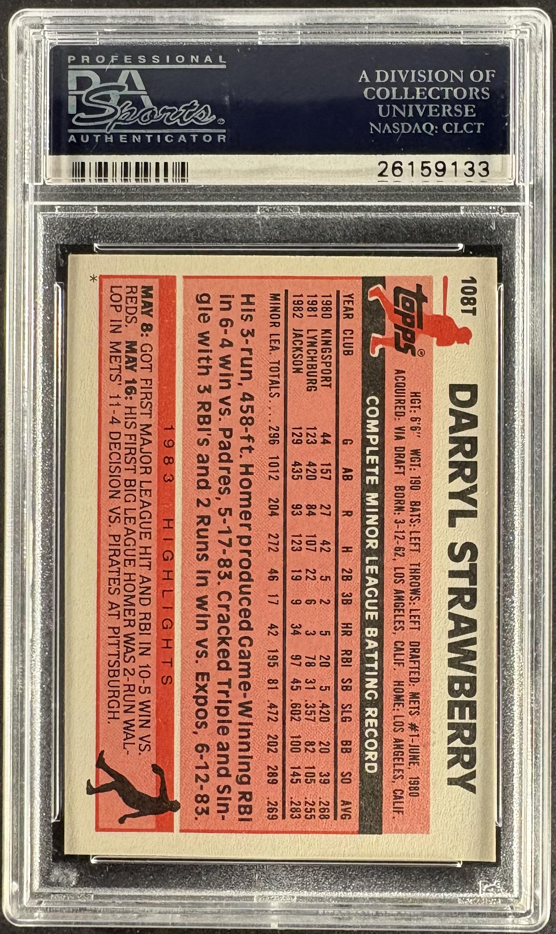1983 Topps Traded #108T Darryl Strawberry RC Rookie PSA 7.5 NM+