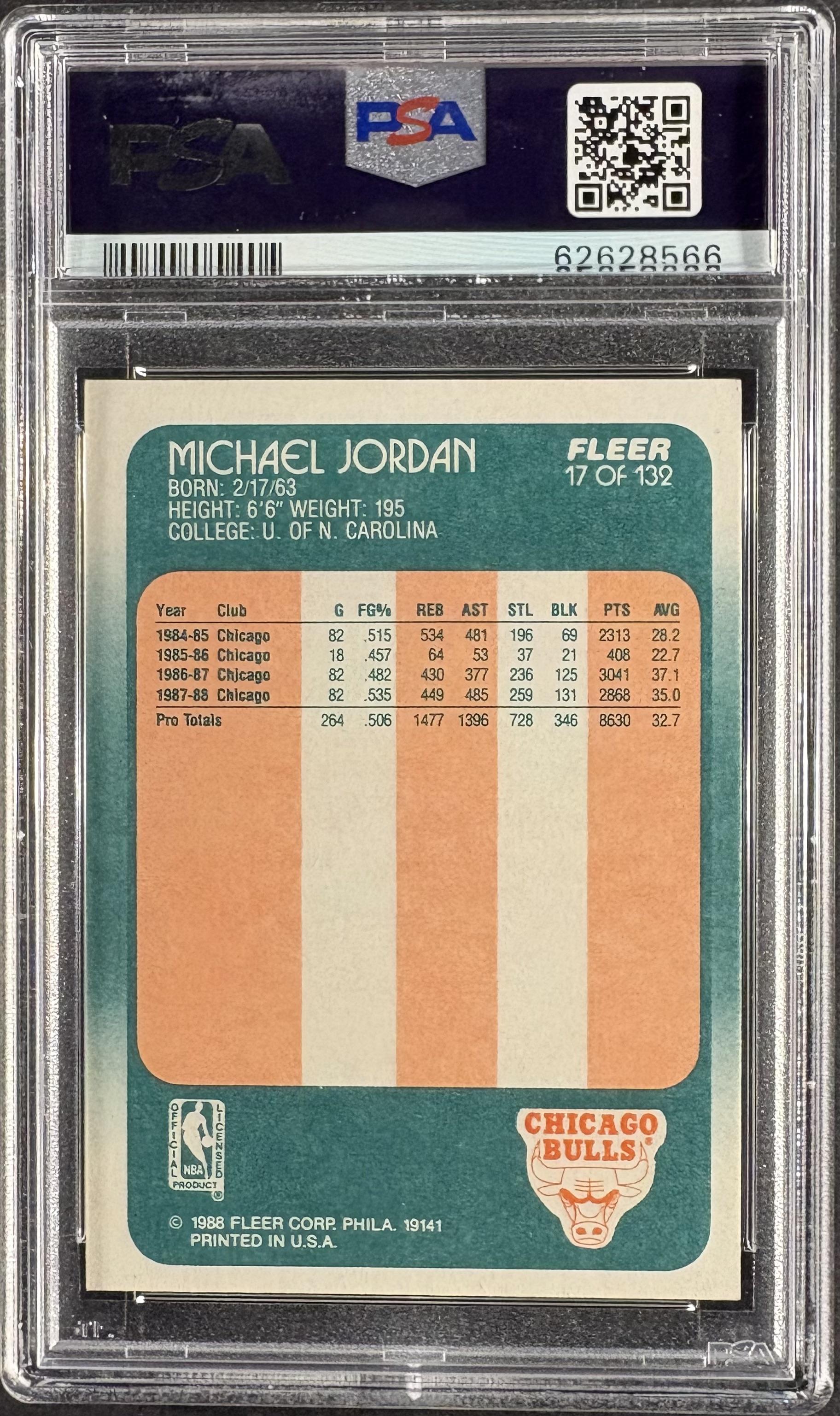 1988-89 Fleer #17 Michael Jordan PSA 9 MINT New Label
