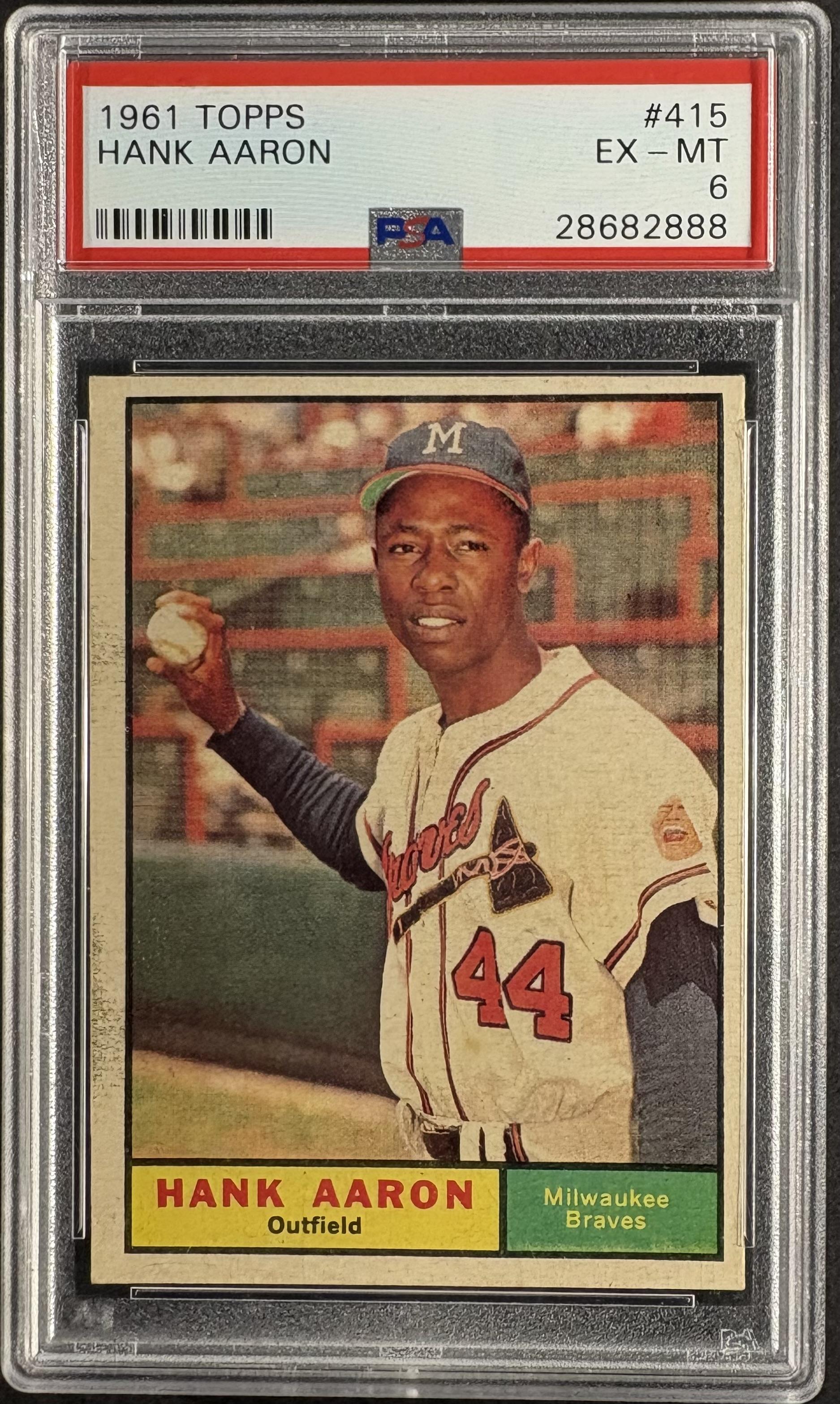 1961 Topps #415 Hank Aaron PSA 6 EX-MT New Label