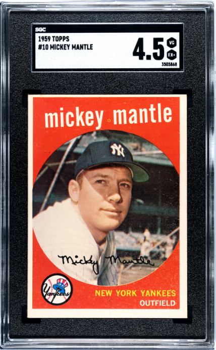 1959 Topps #10 Mickey Mantle SGC 4.5 VG-EX+ Nice Color