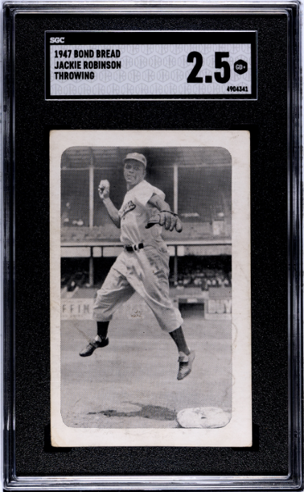1947 Bond Bread Jackie Robinson RC Rookie Throwing SGC 2.5 GD+