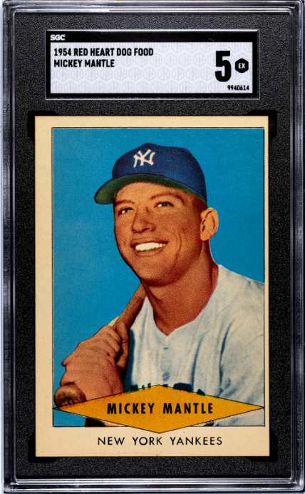 1954 Red Heart Dog Food Mickey Mantle SGC 5 EX SHARP + Nice Color