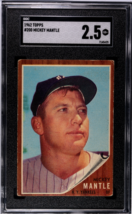 1962 Topps #200 Mickey Mantle SGC 2.5 GD+