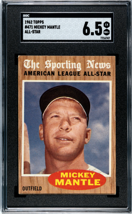 1962 Topps #471 Mickey Mantle All-Star SGC 6.5 EX-NM+ Well Centered