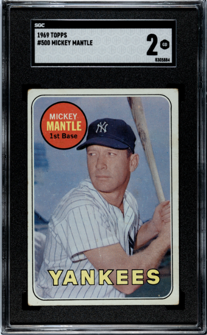 1969 Topps #500 Mickey Mantle SGC 2 GD+