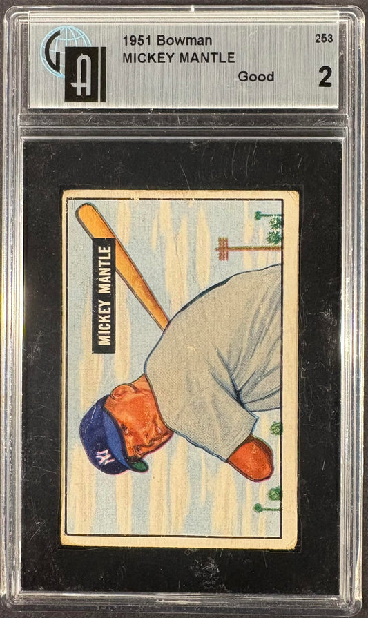 1951 Bowman #253 Mickey Mantle RC Rookie GAI 2 GD Nice Color