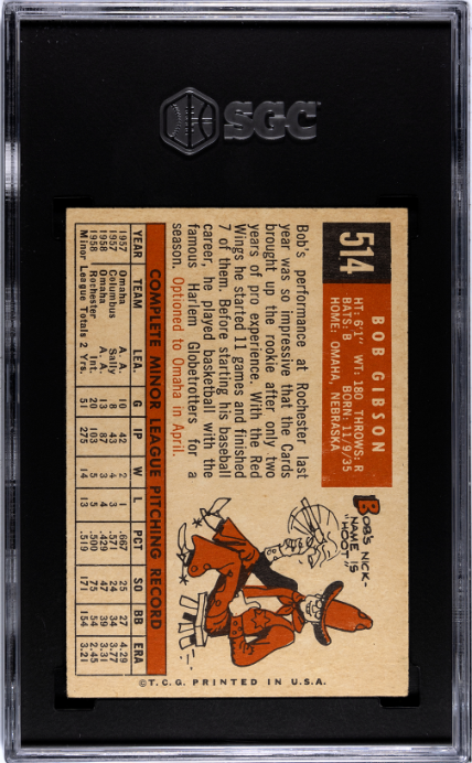 1959 Topps #514 Bob Gibson RC Rookie SGC 3.5 VG+