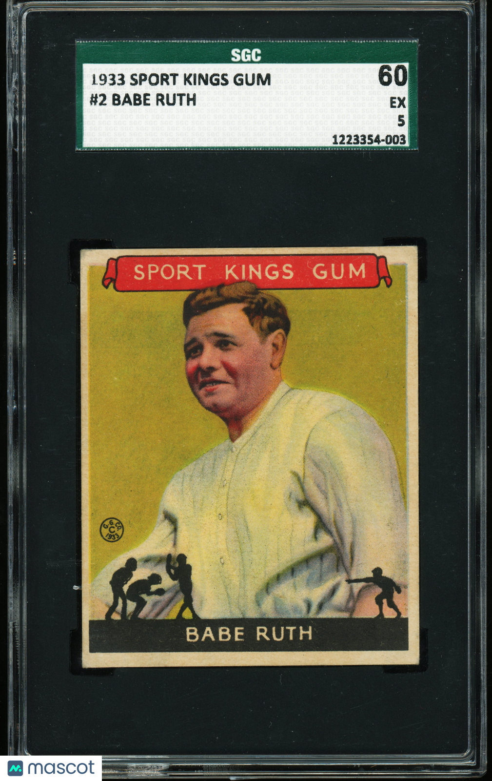 1933 Sport Kings Gum #2 Babe Ruth SGC 5 EX Nice Color
