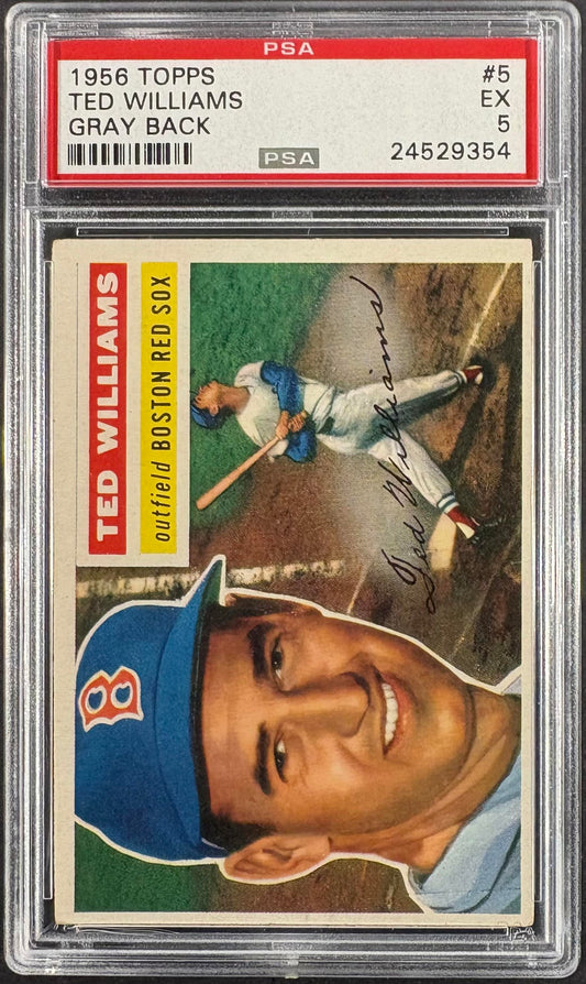 1956 Topps #5 Ted Williams Gray Back PSA 5 EX