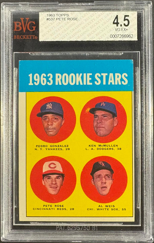 1963 Topps #537 Pete Rose RC Rookie BVG 4.5 VG-EX+