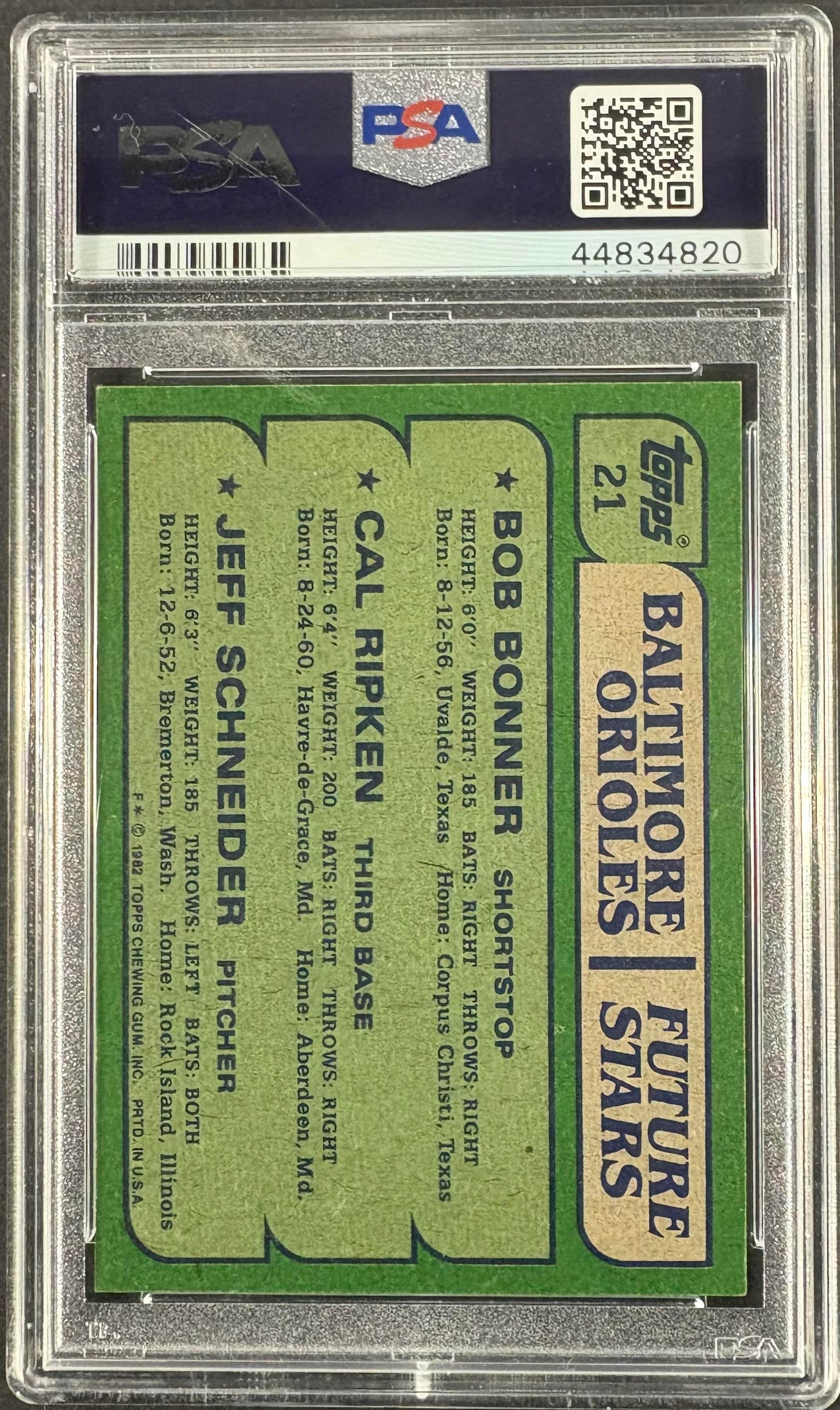 1982 Topps #21 Cal Ripken Jr. RC Rookie PSA 10 GEM MINT